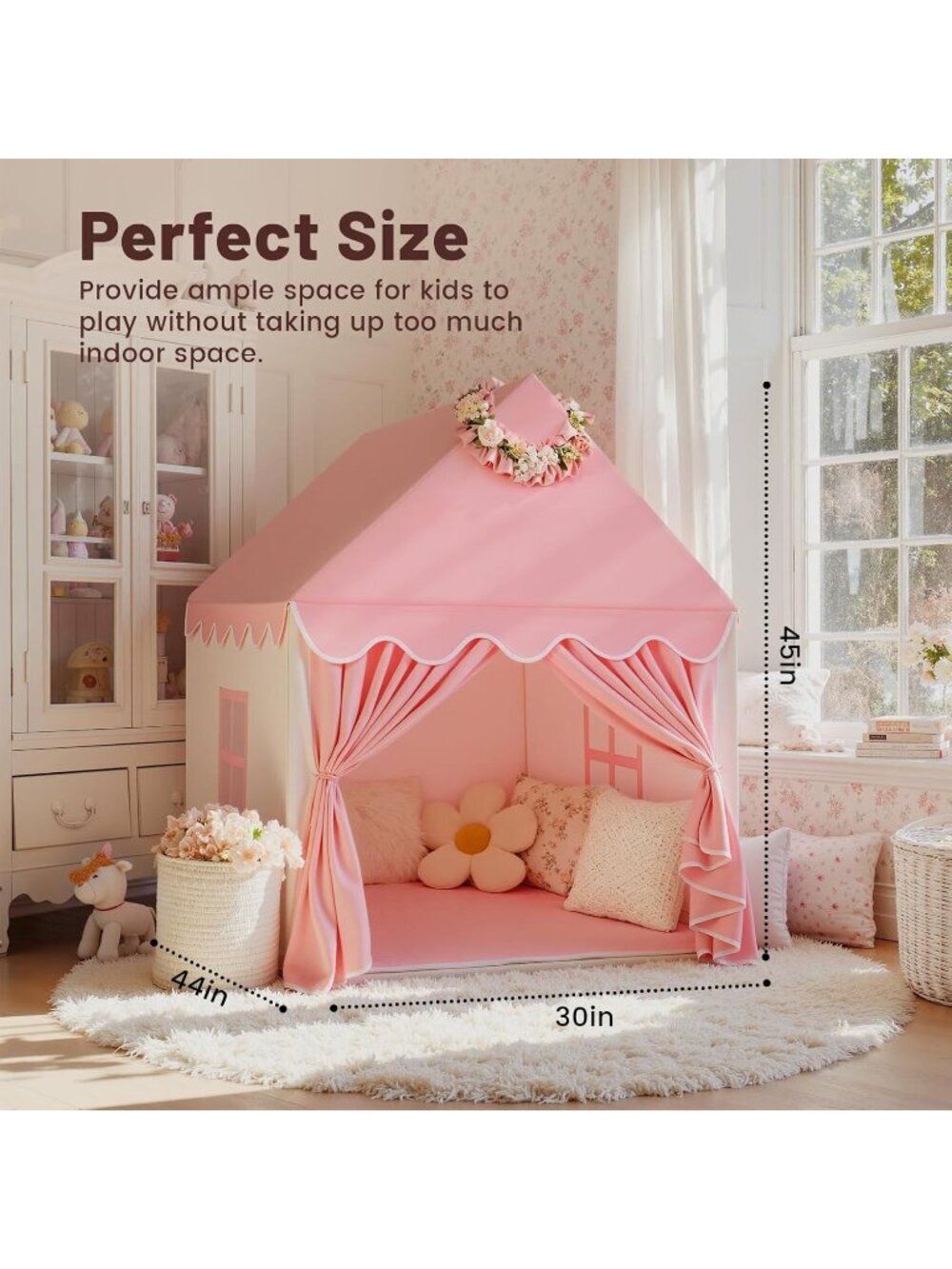 Kids Pink Large Fairy Playhouse for Baby Inside Princess Castle House Child Toys